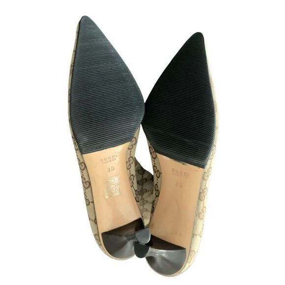 Gucci Monogram Double G Logo Canvas Calf Booties US 8 Brown Beige Supreme Heels - Picture 11 of 12